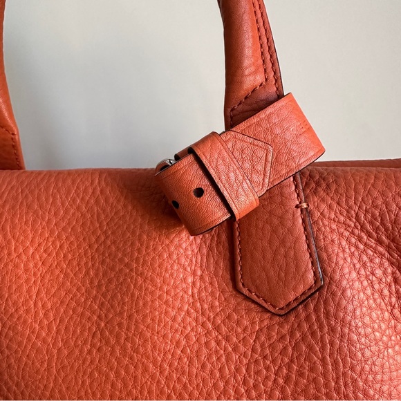 Reek Krakoff Tangerine Pebble Leather Satchel w/ Crossbody Strap and Zipper Lock - Picture 3 of 11
